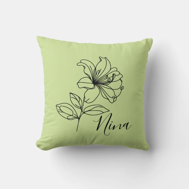 Personalisierter Juni Honeysuckle Birth Blume Gesc Kissen (Vorderseite)