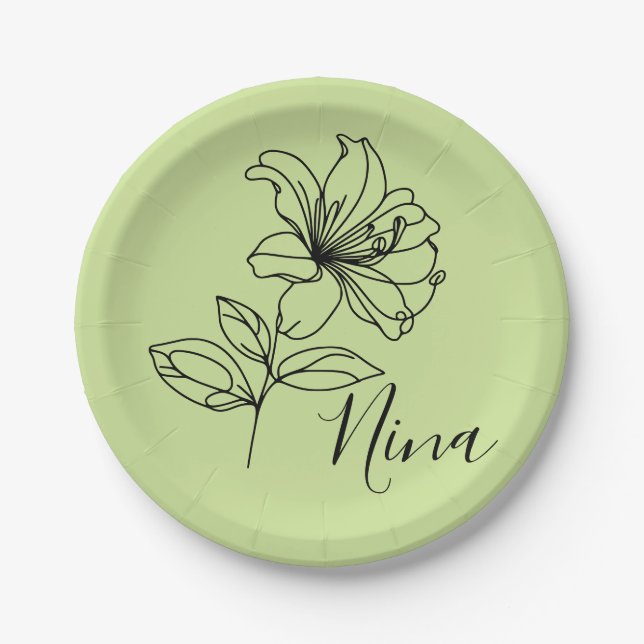 Personalisierter Juni Honeysuckle Birth Blume Gesc Pappteller (Vorderseite)