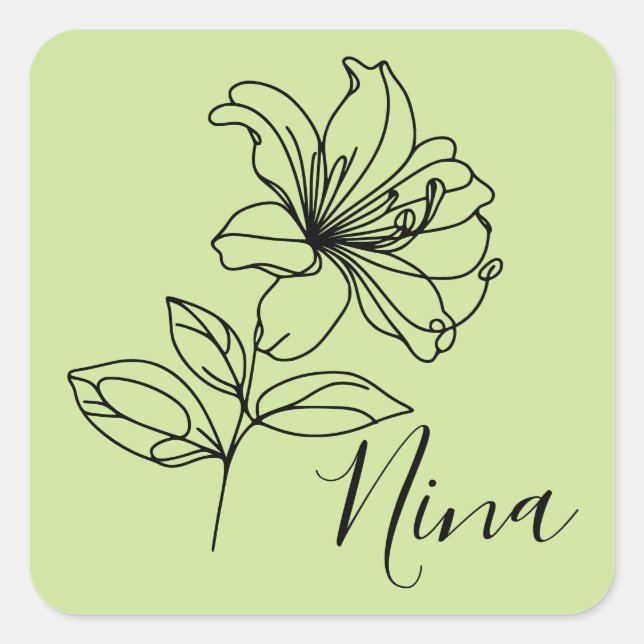 Personalisierter Juni Honeysuckle Birth Blume Gesc Quadratischer Aufkleber (Vorderseite)