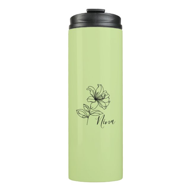 Personalisierter Juni Honeysuckle Birth Blume Gesc Thermosbecher (Vorderseite)