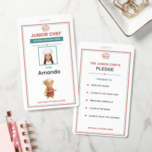Personalisierter Junior-Chef-Kinder-Fotoausweis Ausweis