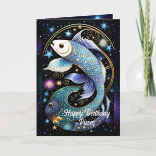 Personalisierter Juwel-Galaxie-Zodiak Fische Karte