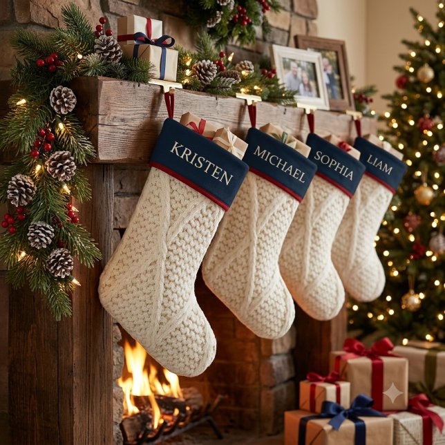 Personalisierter Kabelstrick-Weihnachtsstrumpf Nav Großer Weihnachtsstrumpf (Von Creator hochgeladen)