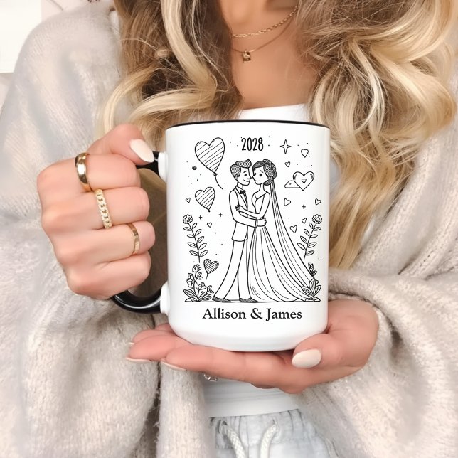 Personalisierter Kaffee-Becher als Geschenk für Eh Tasse (Wedding Coffee Cups for Couples Personalized Gift, Bachelorette Party Mug Gift for Newlywed Couples)