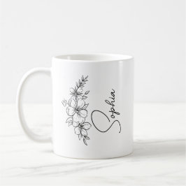Personalisierter Kaffee-Blume mit Name/e Kaffeetasse