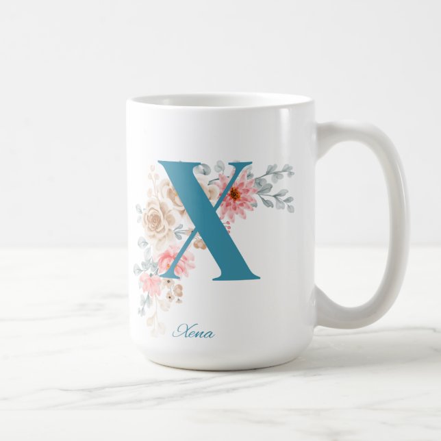 Personalisierter Kaffee Tasse Brief X (Rechts)