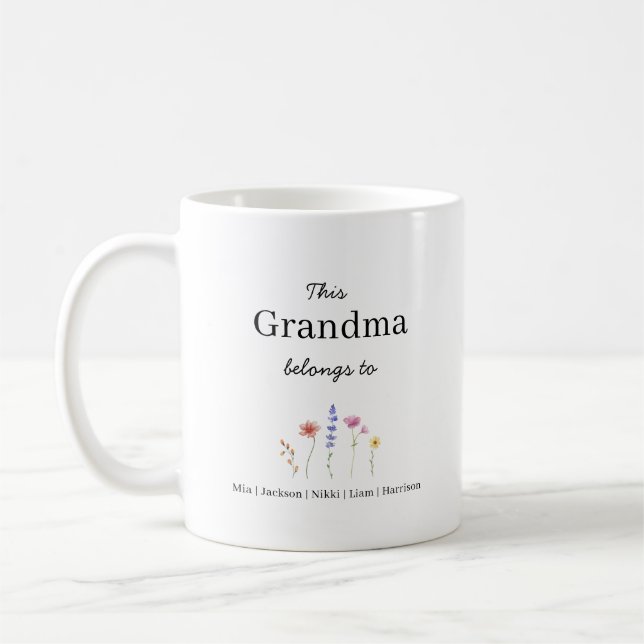 Personalisierter Kaffeebecher für fünf Enkelkinder Kaffeetasse (Links)