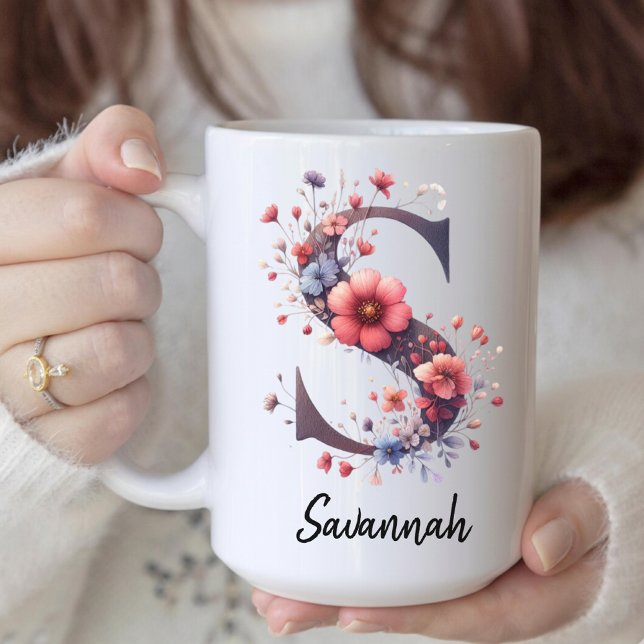 Personalisierter Kaffeebecher mit Geburtsblume für Kaffeetasse (wildflower coffee cup, floral coffee mug, personalized floral mug, flower mug gift, birth month mug,)