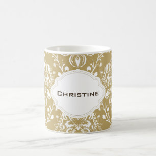 Personalisierter Kakao und Creme Damask Tasse