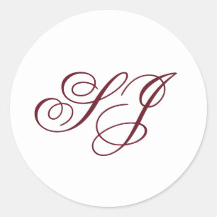 Personalisierter Kalligrafie-Monogramm-Hochzeit Runder Aufkleber
