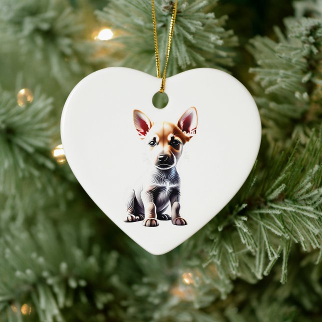 Personalisierter Kanaan-Hund-Welpe Keramik Ornament (Baum)