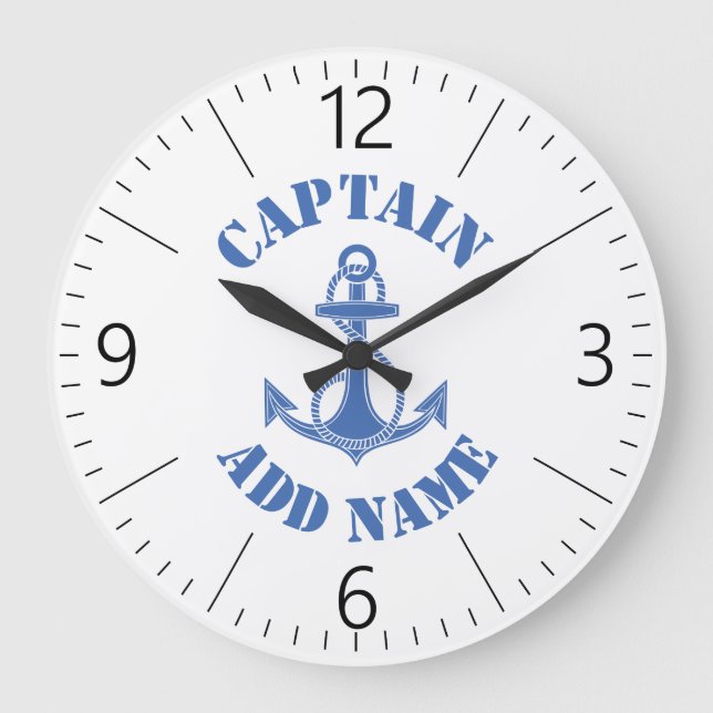Personalisierter Kapitän Große Wanduhr (Vorderseite)