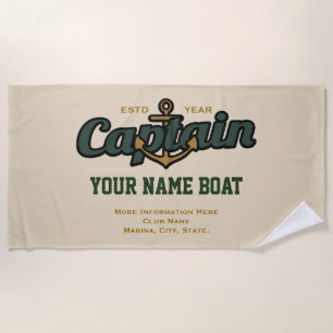 Personalisierter Kapitän Name Boat Year und mehr Strandtuch