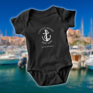 Personalisierter Kapitän Nautical Anker Boot Name Baby Strampler