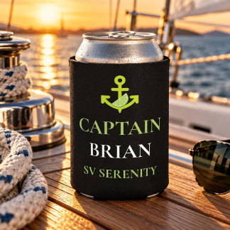 Personalisierter Kapitänsname & Bootsname Nautical Dosenkühler