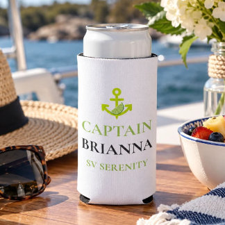 Personalisierter Kapitänsname & Bootsname Nautical Selters Dosenkühler