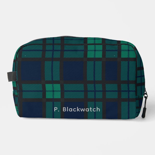 Personalisierter Karierter Clan Black Watch Tartan Waschbeutel (Vorderseite)