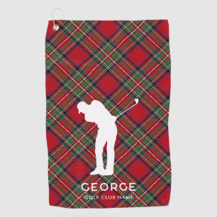 Personalisierter Karierter Clubname Rustic Stewart Golfhandtuch