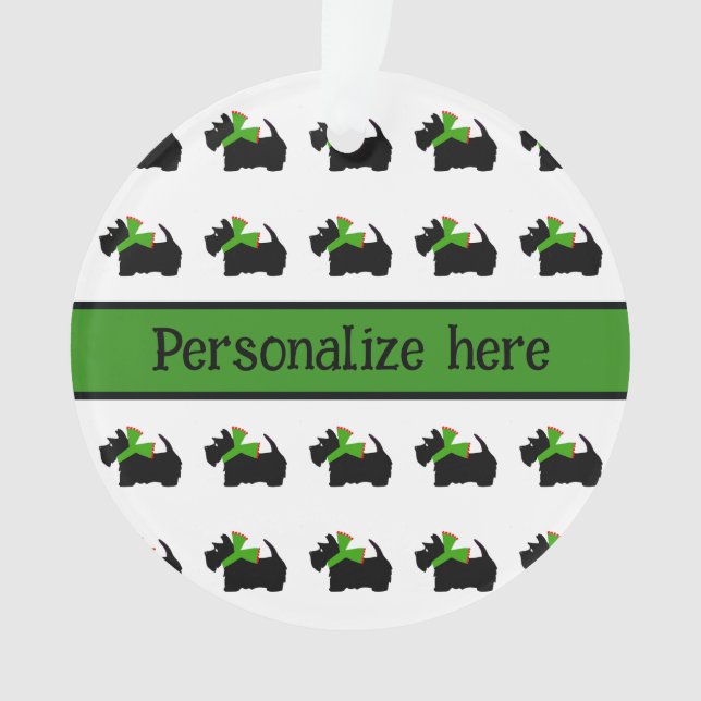 Personalisierter Karierter Scotty Hund Ornament (Vorderseite)