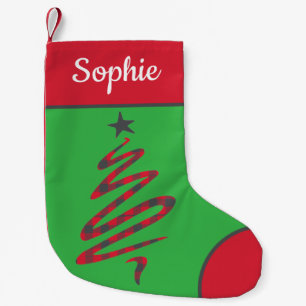 Personalisierter Karierter Weihnachtsbaum Kleiner Weihnachtsstrumpf