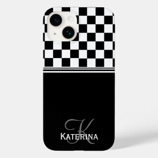 Personalisierter Karo in Schwarz/Weiß Case-Mate iPhone 14 Hülle