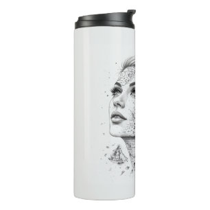 Personalisierter Kartenkompass Frau Kunst Vintage Thermosbecher