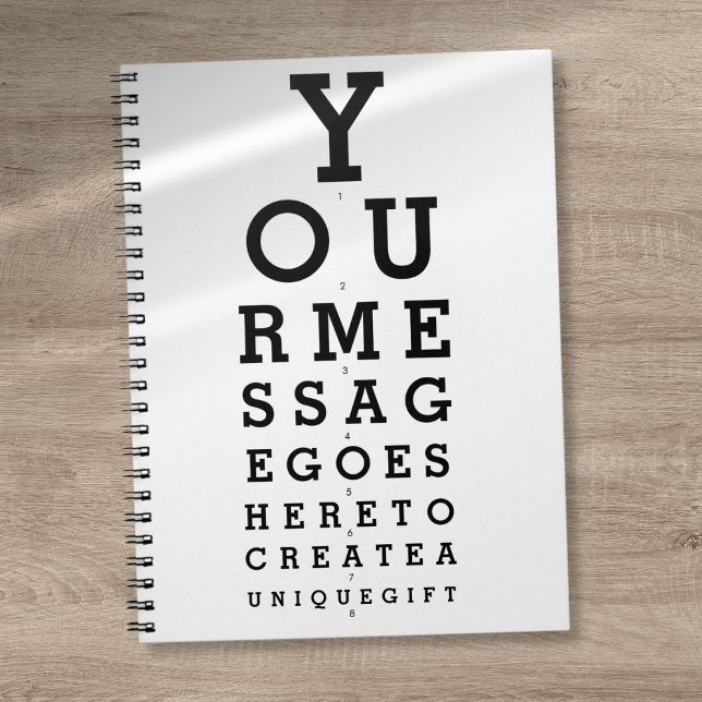 Personalisierter KartenSpaß für benutzerdefinierte Notizblock (Personalized Custom Message Optician Chart Fun Notebook)