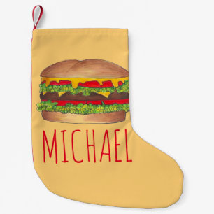 Personalisierter Käse Burger Hamburger Cheeseburge Kleiner Weihnachtsstrumpf