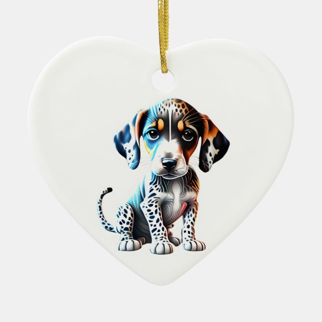 Personalisierter Katahoula Leopard Hund Welpe Keramik Ornament (Vorne)