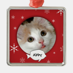 Personalisierter Katzen-Foto-Feiertag Ornament Aus Metall