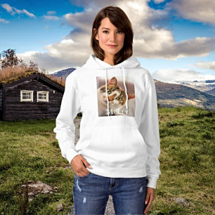 Personalisierter Katzen Name und Foto Hoodie