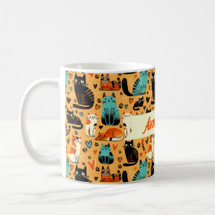Personalisierter Katzenliebhaber-Name-Nahtbecher, Kaffeetasse