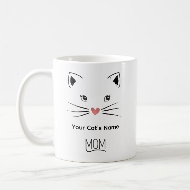 Personalisierter Katzenmutter-Becher Kaffeetasse (Links)