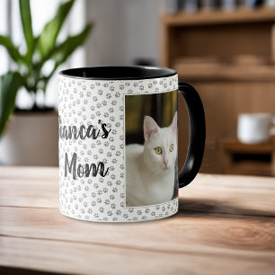 Personalisierter Katzenmutter Pfotenabdruck Foto-M Tasse