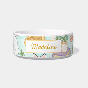Personalisierter Katzenname Pastellgrüne Keramiksc Napf
