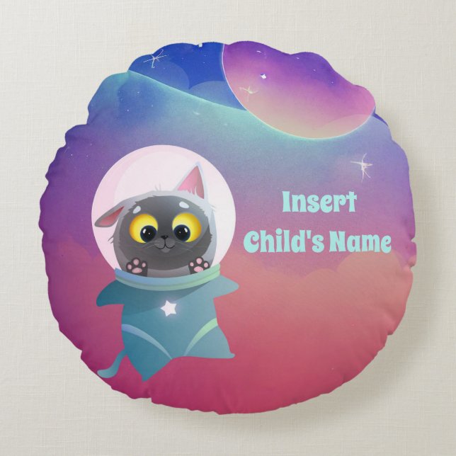 Personalisierter Katzenwirbel Rundes Kissen (Vorderseite)