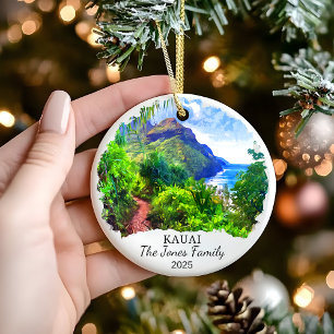 Personalisierter Kauai-Schmuck, Geschenk aus Hawai Keramik Ornament