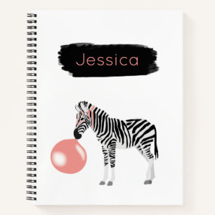 Personalisierter Kaugummi-Zebra-Blasebalg Notizbuch