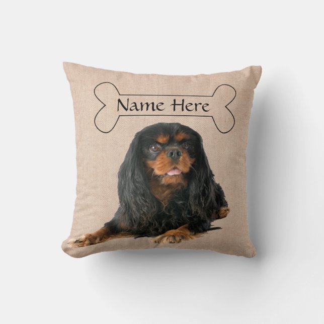 Personalisierter Kavalier König Charles Spaniel Hu Kissen (Vorderseite)
