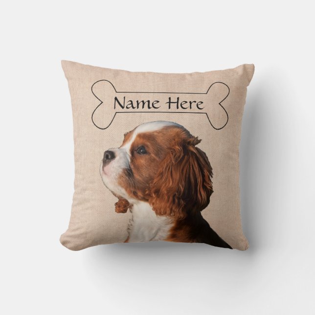 Personalisierter Kavalier König Charles Spaniel Hu Kissen (Vorderseite)