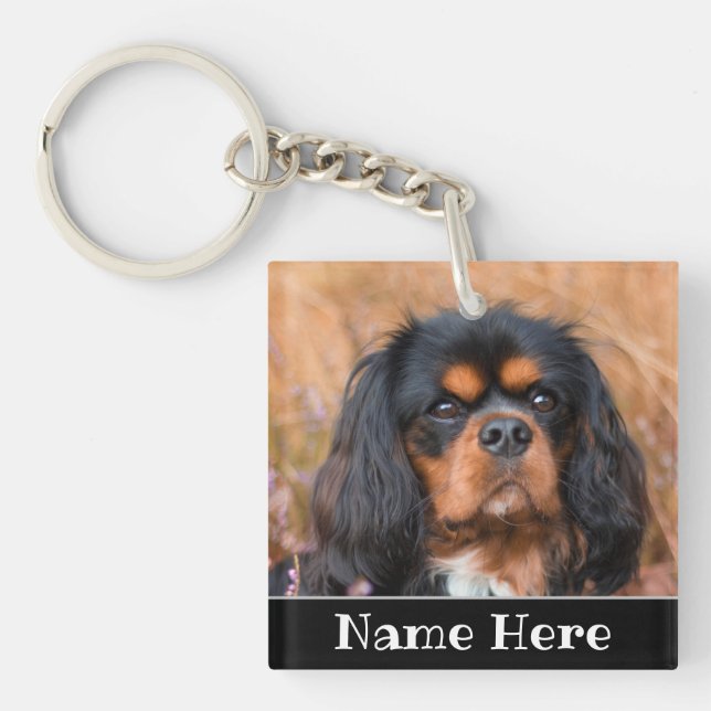 Personalisierter Kavalier König Charles Spaniel Hu Schlüsselanhänger (Vorderseite)