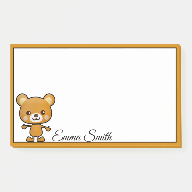 Personalisierter Kawaii-Bär Post-it Klebezettel (Vorderseite)