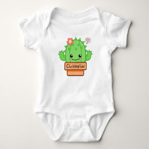 Personalisierter Kawaii Kaktus   Baby Strampler