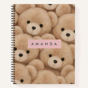 Personalisierter Kawaii Plüsch-Teddybär Notizbuch