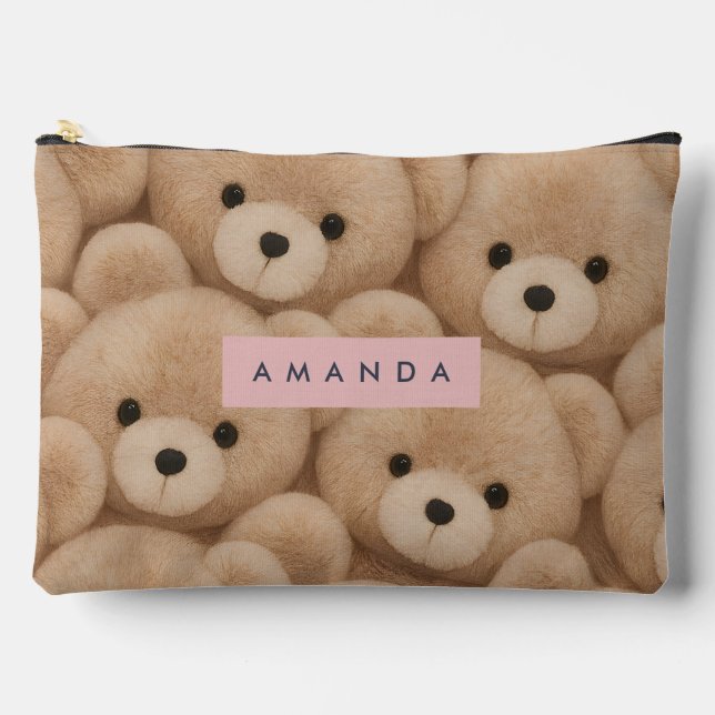 Personalisierter Kawaii Plüsch-Teddybär Zubehörtasche (Vorderseite)