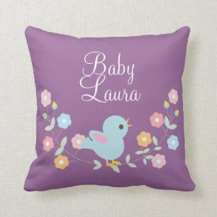 Personalisierter Kawaii Vogel und Blumen Kissen