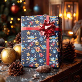 Personalisierter Kawaii-Weltraumabenteuer-Geschenk Geschenkpapier