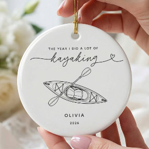 Personalisierter Kayaking-Weihnachtsschmuck Keramik Ornament