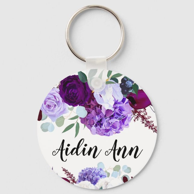 Personalisierter Key Chain Lavender Hibisken auf W Schlüsselanhänger (Vorderseite)