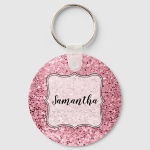 Personalisierter Key Chain Rose Gold Glitzer Schlüsselanhänger